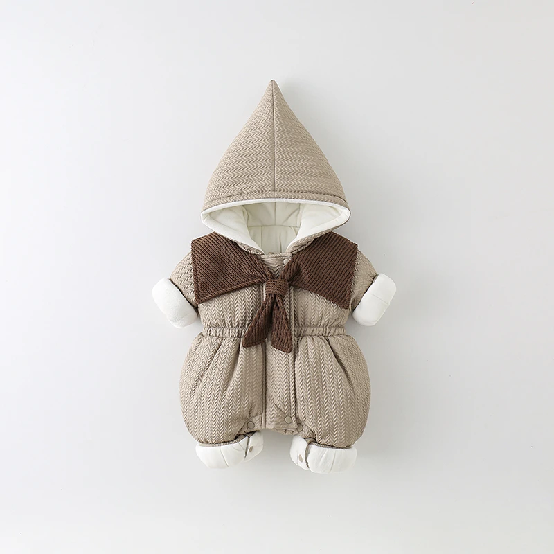 婴儿连体冬季夹棉保暖宝宝衣服冬装棉服新生满月秋冬款外出服爬服