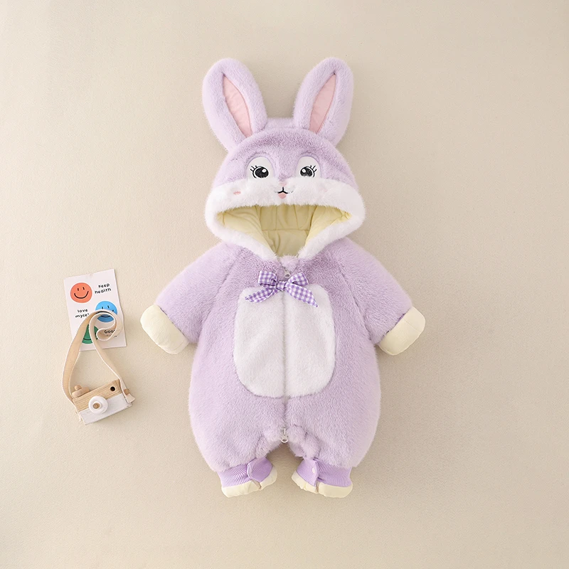 婴幼儿衣服冬款超萌可爱连体衣加厚保暖爬服女宝宝冬装毛毛衣