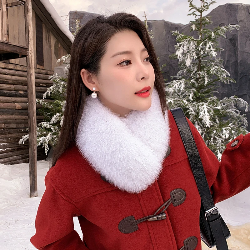 05新款冬季时尚狐狸毛围脖真毛女双面围巾磁铁毛领子皮草百搭保暖