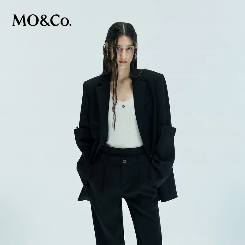 MOCO2024秋新品【coperni联名】中性垫肩拼袖西装外套MBD3BLA008