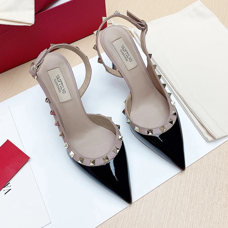 【高级品质】一字扣带高跟凉鞋女夏季外穿柳钉鞋包头细跟女士高跟鞋