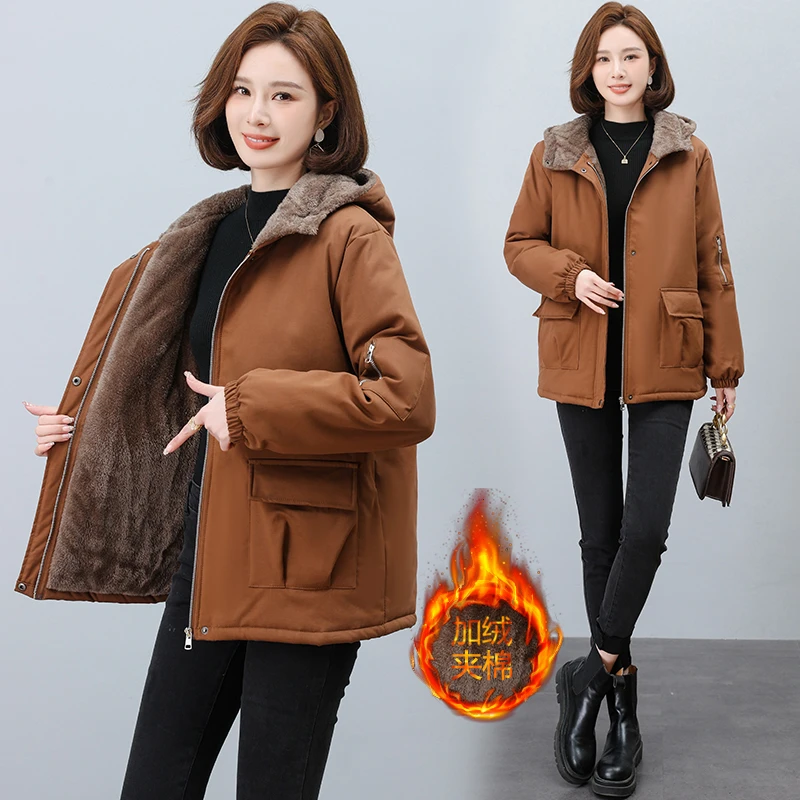 派克服女加绒夹棉新款爆款棉衣中老年妈妈保暖冬装外套显瘦女