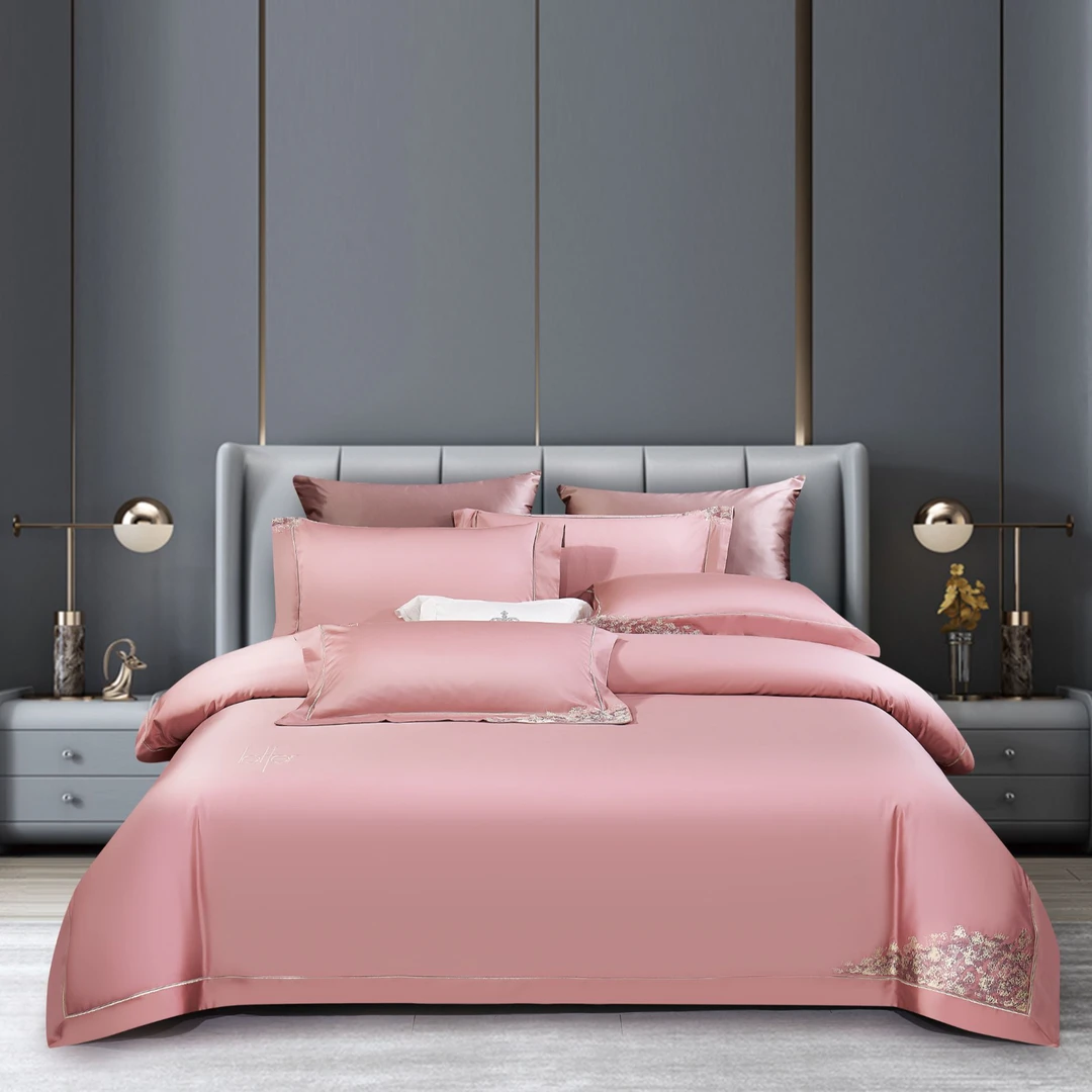 FL 100支磨毛臻棉绣花晴四件套 床单被罩枕套 亲肤舒适