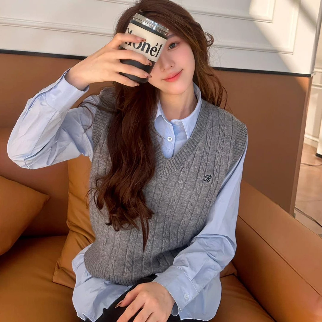 【新店特惠】百搭时尚软糯马甲针织衫宽松纯色显瘦气质小香风