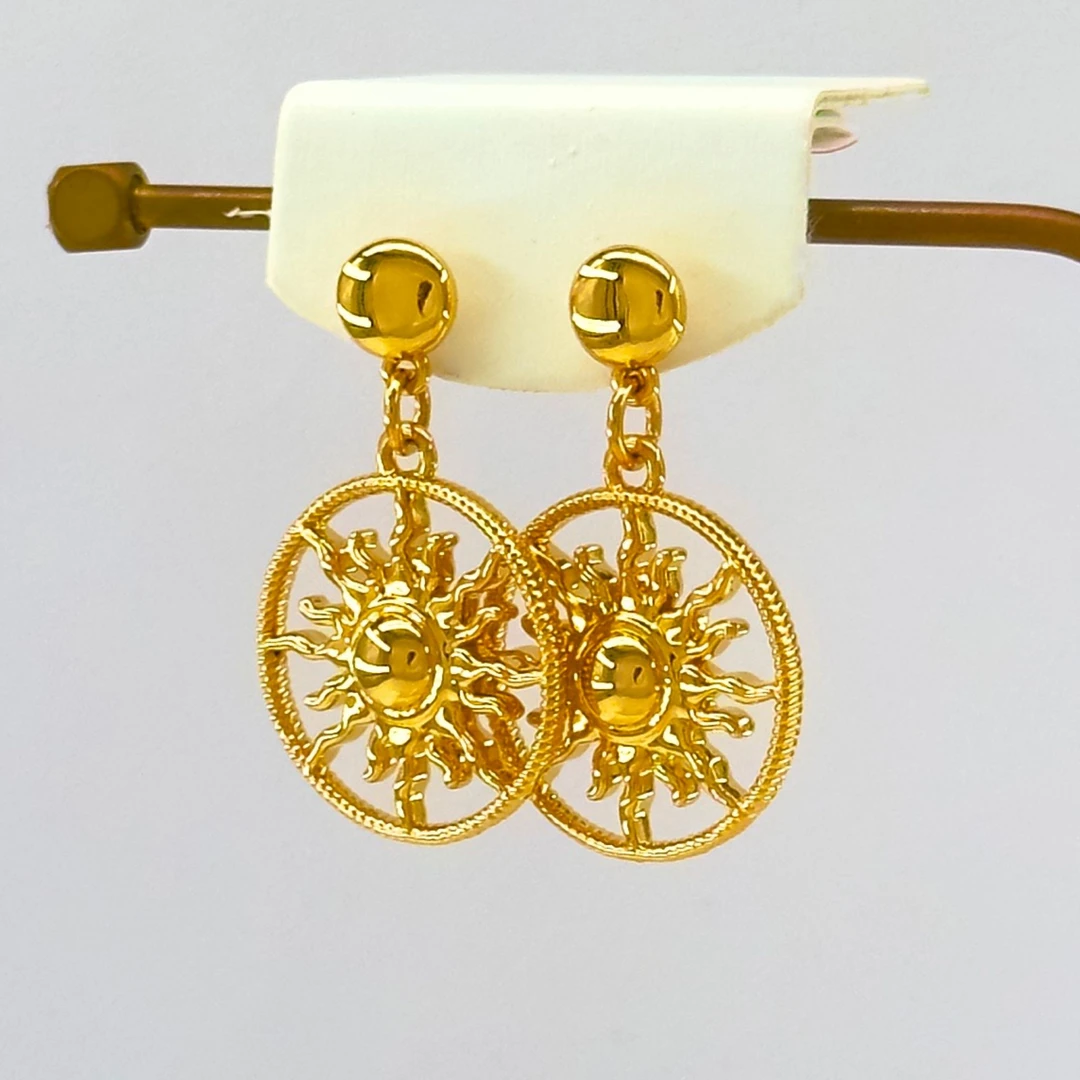 庚震黄金足金999太阳环图腾日轮圈圈时尚ins风耳钉耳吊