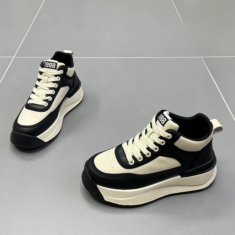 韩版松糕厚底阿甘鞋女2024年新款小白鞋女鞋子秋冬休闲运动高帮鞋