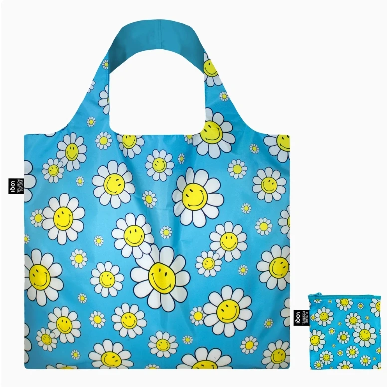 LOQI花朵笑脸男女i斜挎手提包运动休闲户外环保骑行健身包购物袋