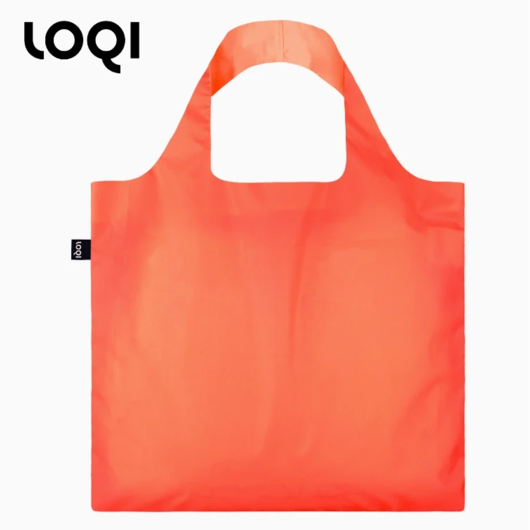 德国LOQI时尚购物袋高端环保袋大容量单肩书包纯色系列荧光橙