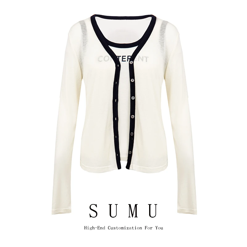 宿慕女款开衫2-17春季新款显瘦时尚休闲开衫两件套女19109