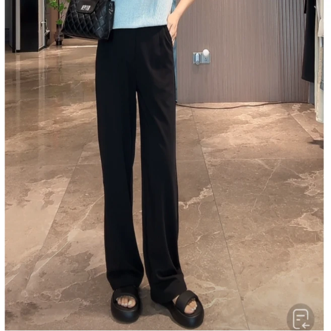 宿慕女窄版阔腿裤夏季新款时尚百搭遮肉显瘦休闲休闲裤女916