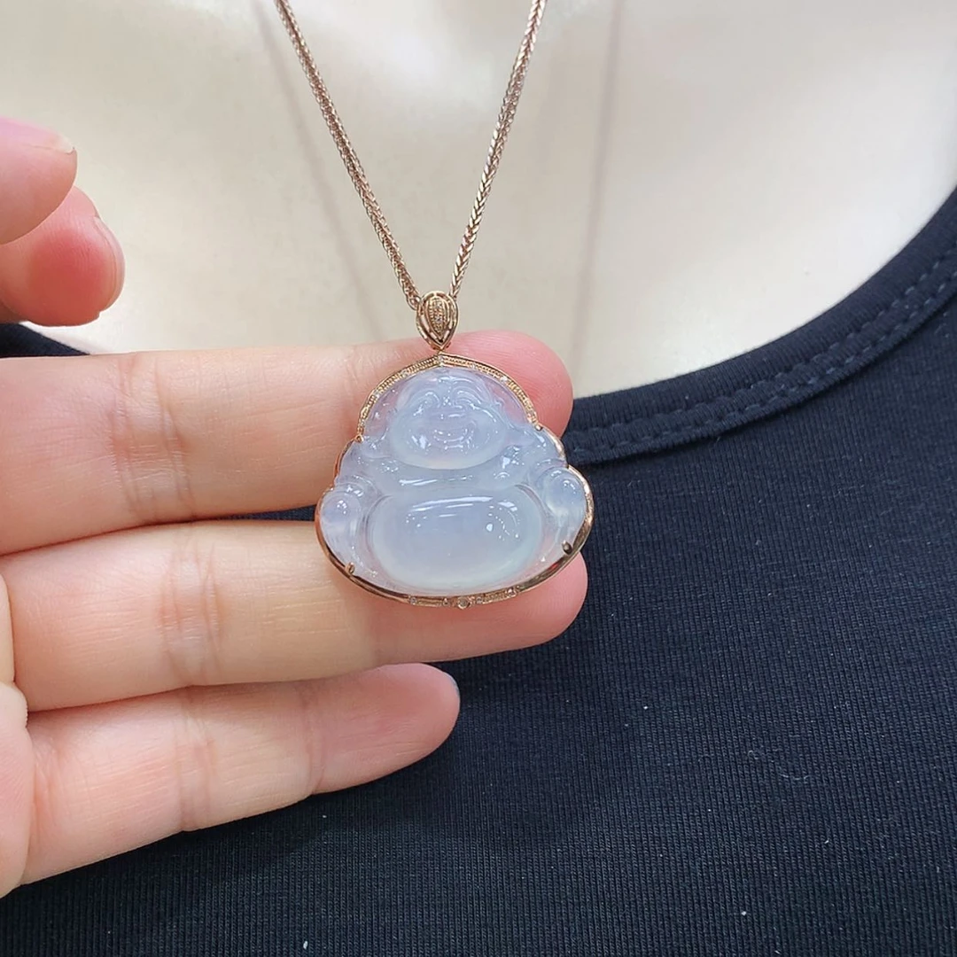 【闪购商品】翡翠颈饰18K金镶嵌佛公