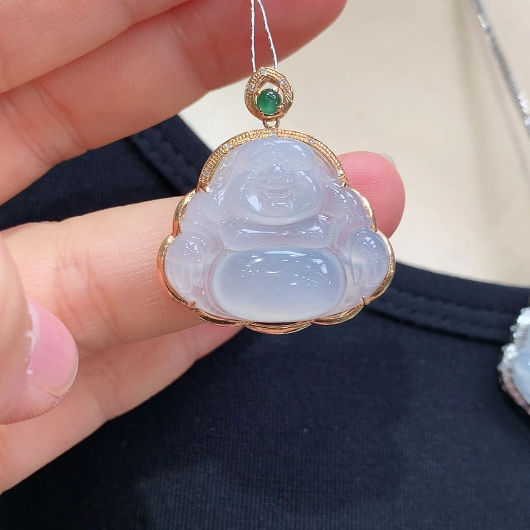 【闪购商品】翡翠颈饰18K金镶嵌佛公