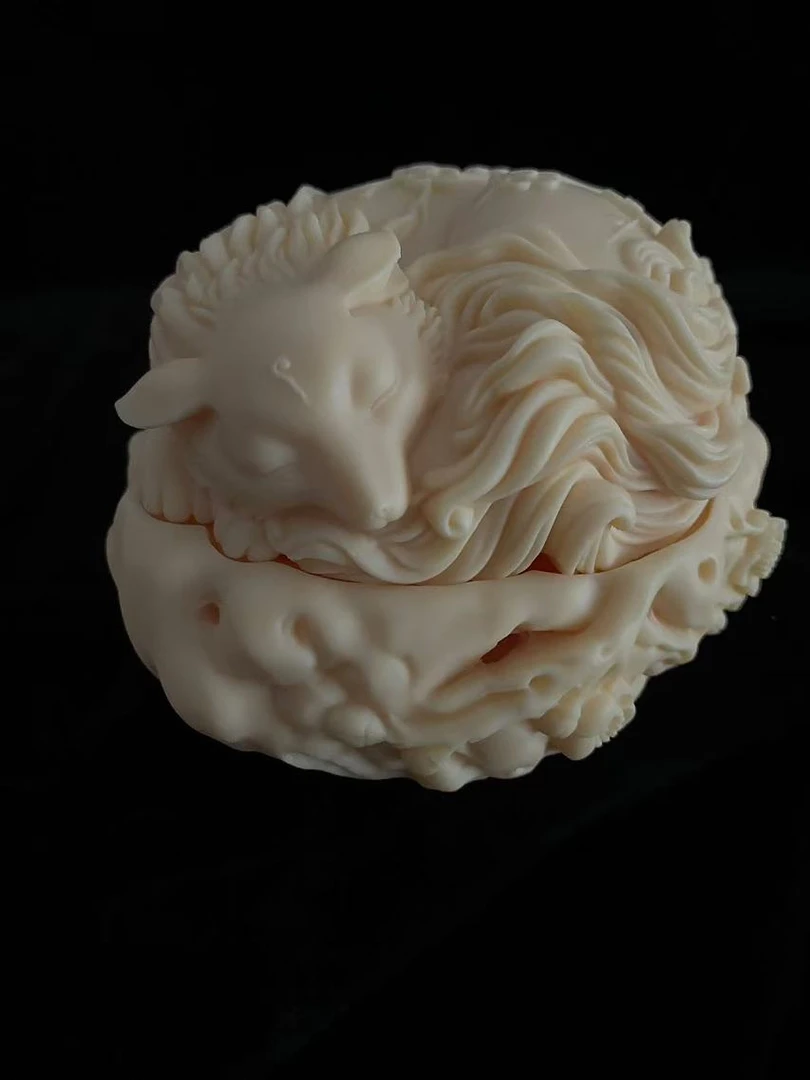 象牙果九尾狐香炉家居桌面装饰品卧狐摆件