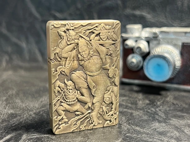 ZORRO佐罗防风煤油打火机ZL8超薄小重甲双面3D浮雕钟馗