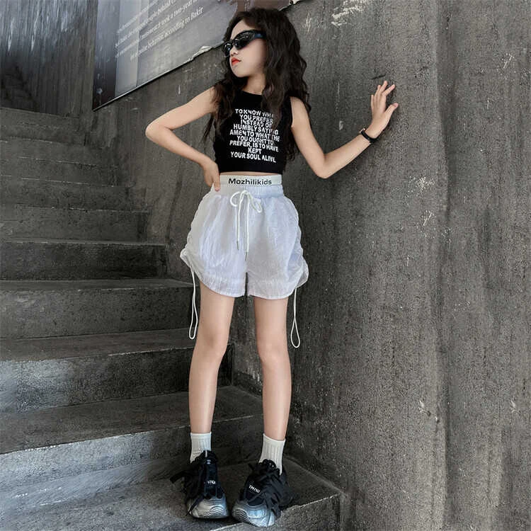 女孩夏季套装2024新款大童洋气夏款网红炸街背心女童时髦夏装短裤