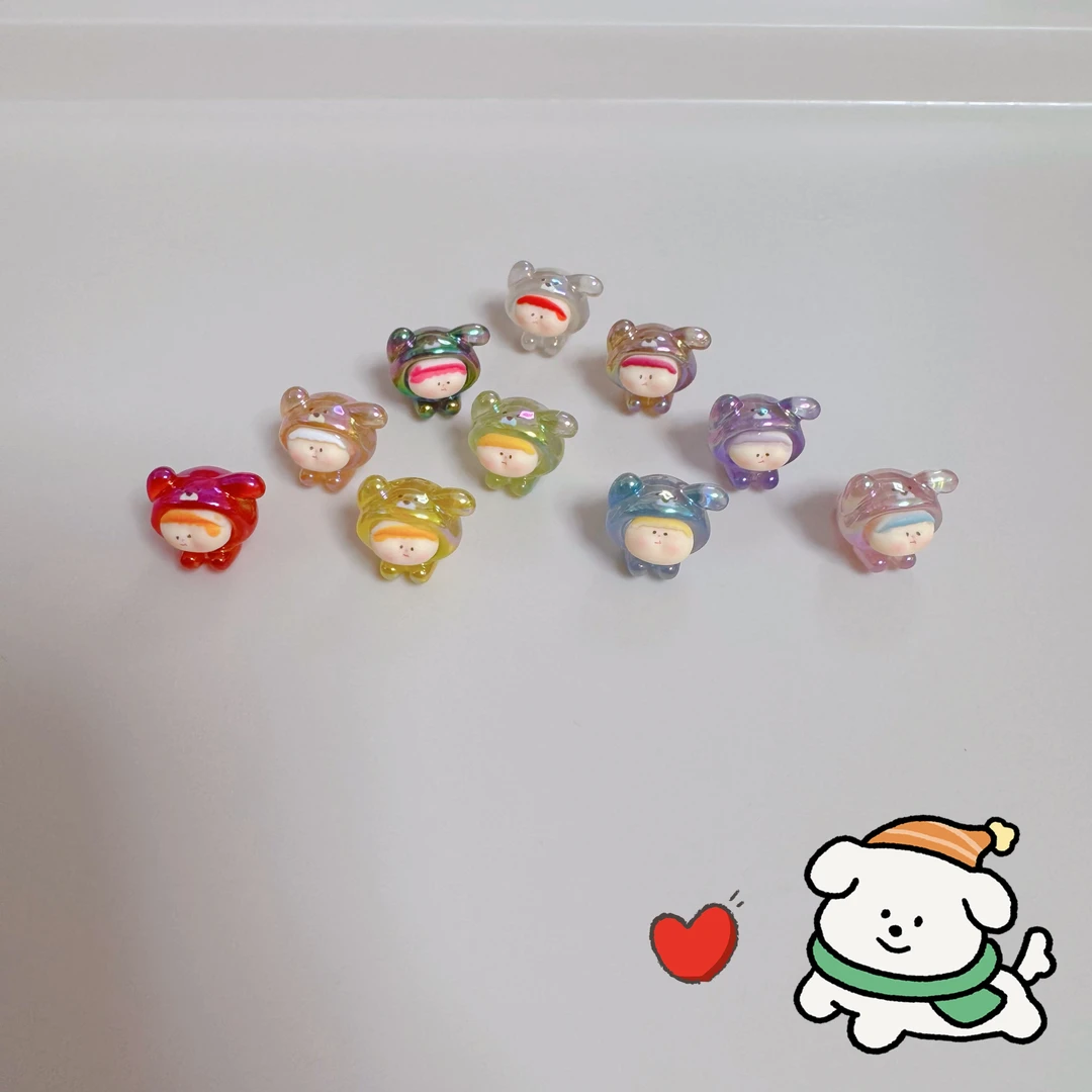 「对对碰+4许愿」mini电镀奔跑小狗 手工diy树脂摆件