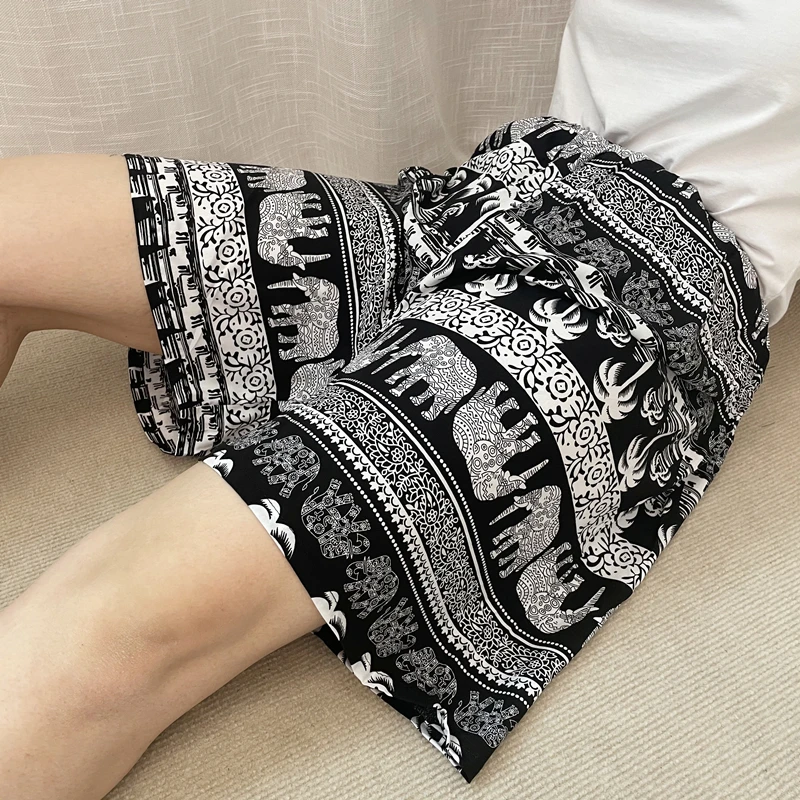 夏季女士棉绸短裤居家速干外穿休闲四分裤清凉宽松加大码绵绸睡裤