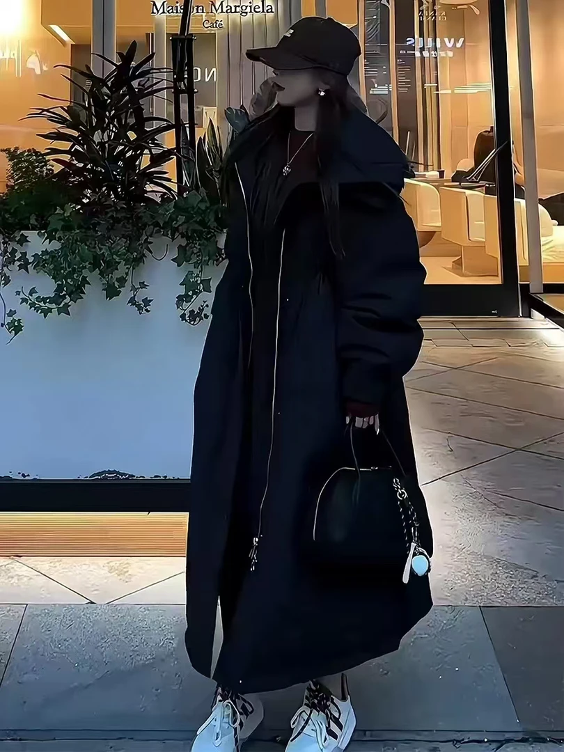 2601款大帽领长款保暖羽绒服