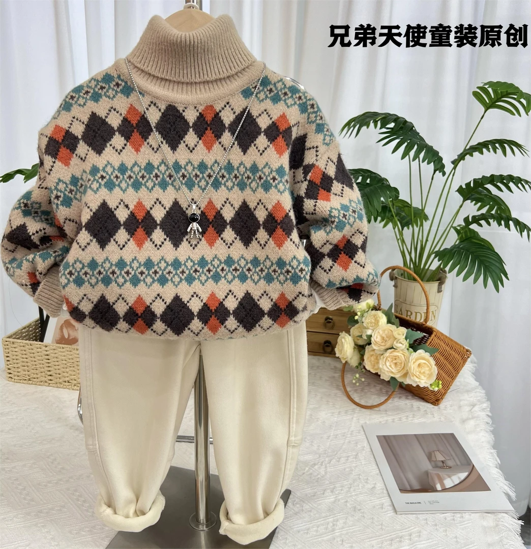 冬季爆款洋气儿童加厚毛衣冬款女童针织衫男童宝宝9岁小童打底