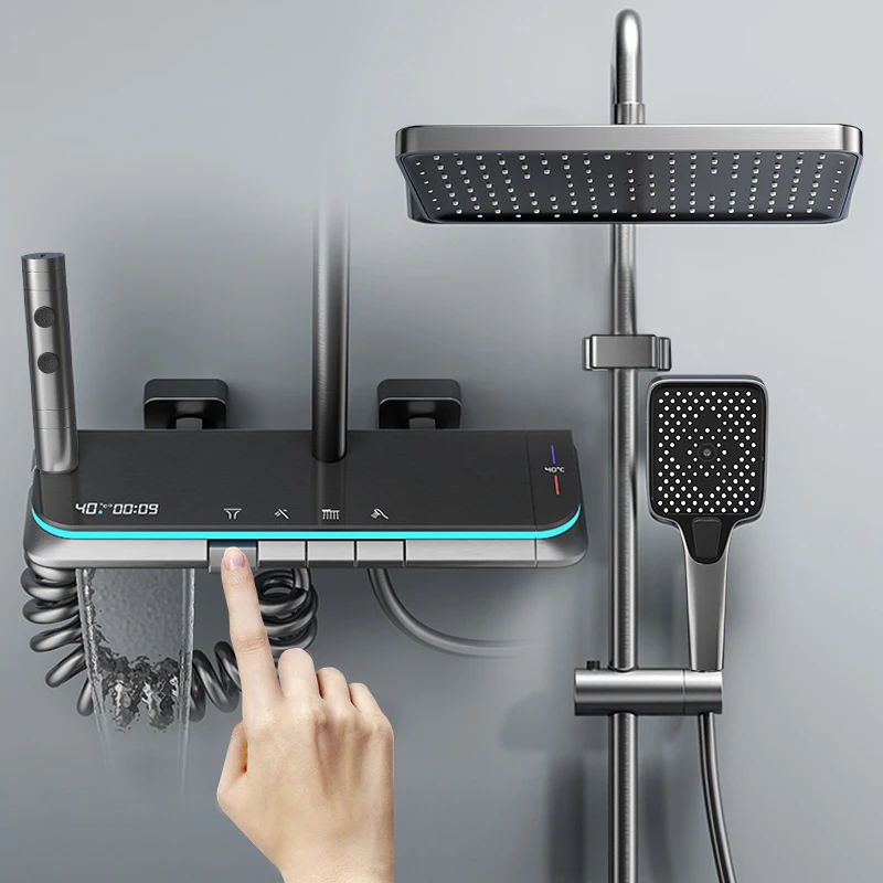 枪灰色淋浴花洒套装强劲增压沐浴花洒卫浴家用淋雨花晒套装卫浴