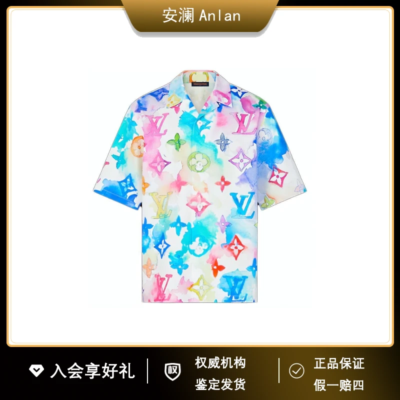 LV SS21 水墨系列 Logo印花经典短袖衬衫XS码公价/7400