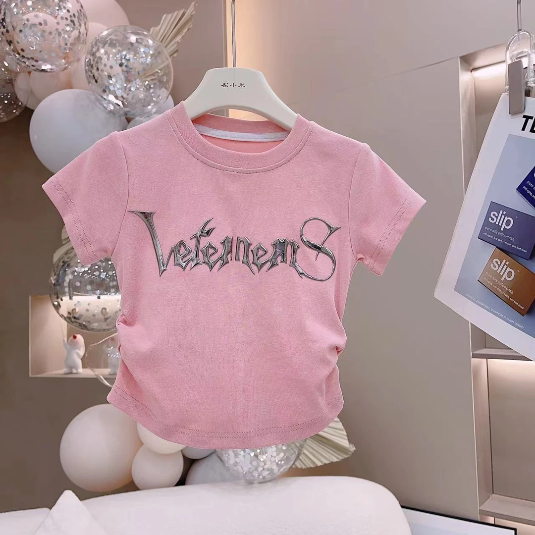 女童夏装字母短袖T恤2025夏季新款中大儿童时尚洋气夏款韩版上衣