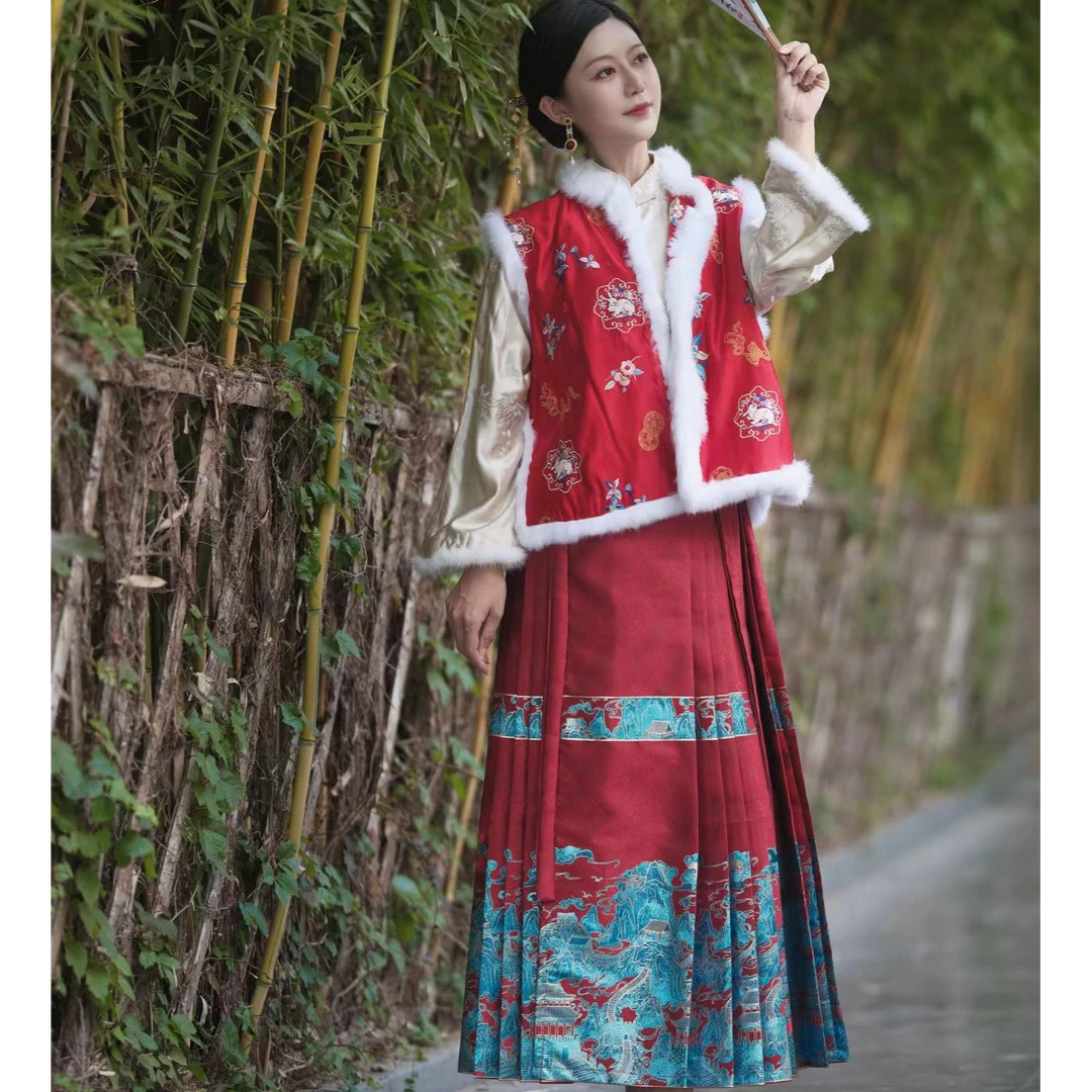 【万里长城】原创马面裙新中式汉服女2024新款亲子装中国风