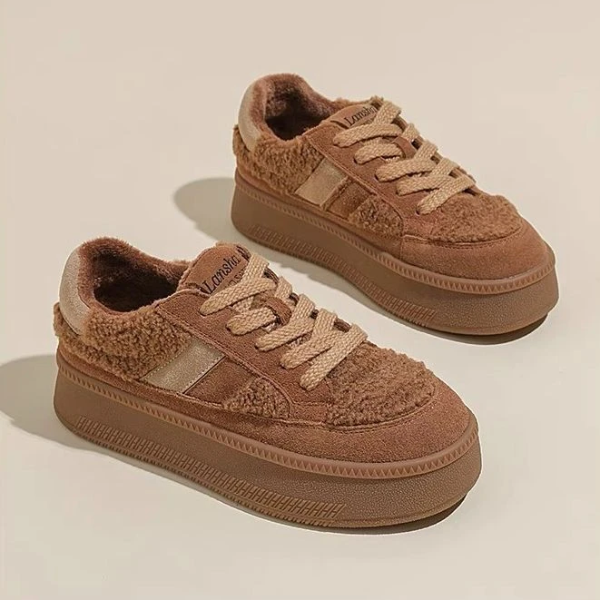 【贝贝专属】羊羔毛板鞋厚底加绒休闲鞋保暖棉鞋