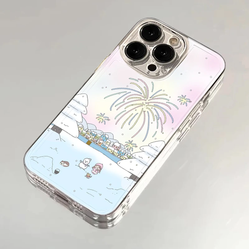 烟花雪地适用于iPhone15/14/13手机壳苹果小米vivo华为oppo软套女
