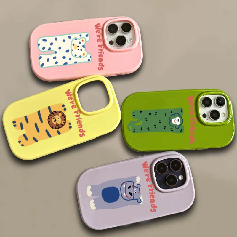 趴趴动物适用苹果15手机壳iphone13/14promax防摔12/11情侣可爱软