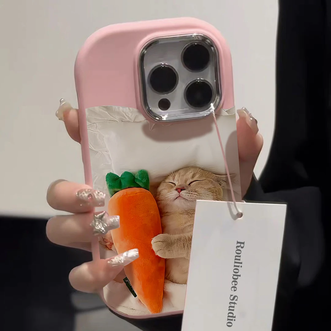 可爱萝卜猫咪肤感适用苹果15手机壳iphone13/14promax防摔12/11软