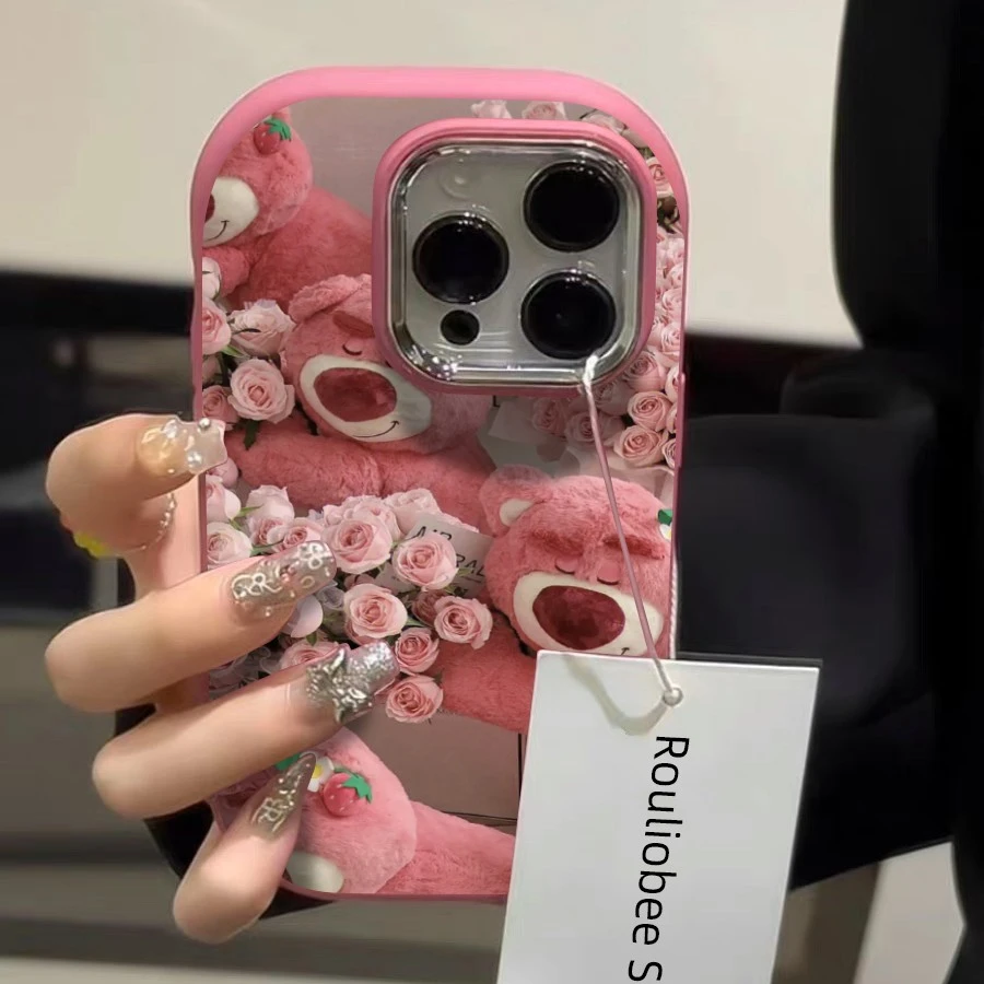 玫瑰草莓熊适用苹果15手机壳iphone13/14promax防摔12/11软套可爱