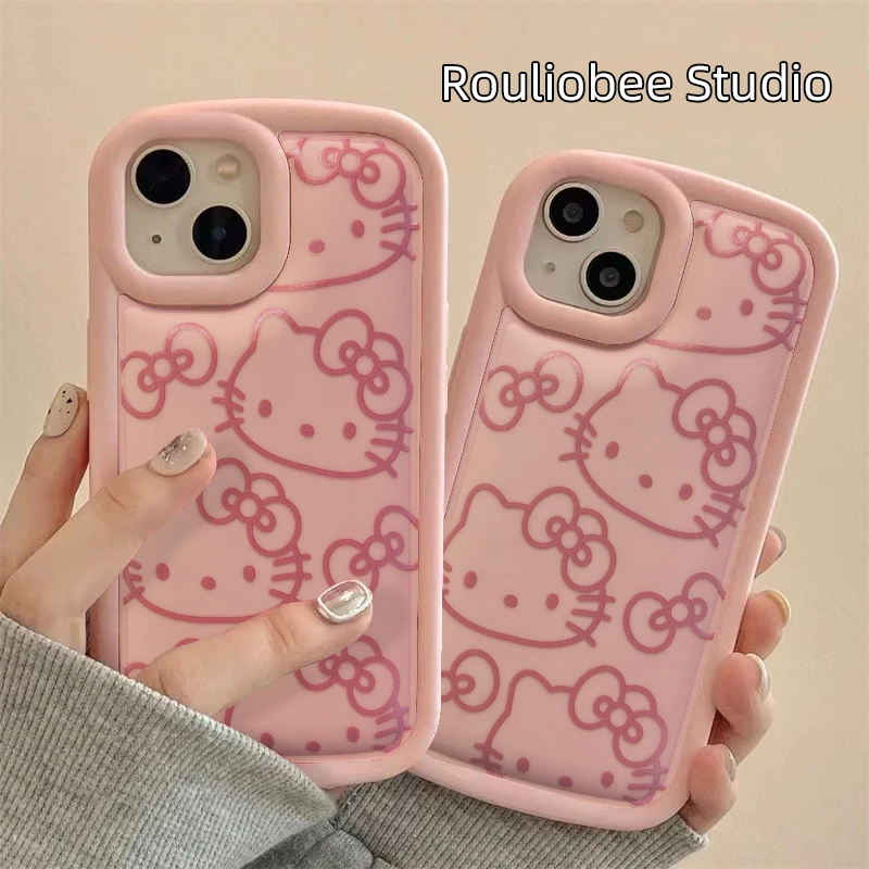 可爱卡通少女粉kitty猫苹果14手机壳iphone13/12promax全包11女xr