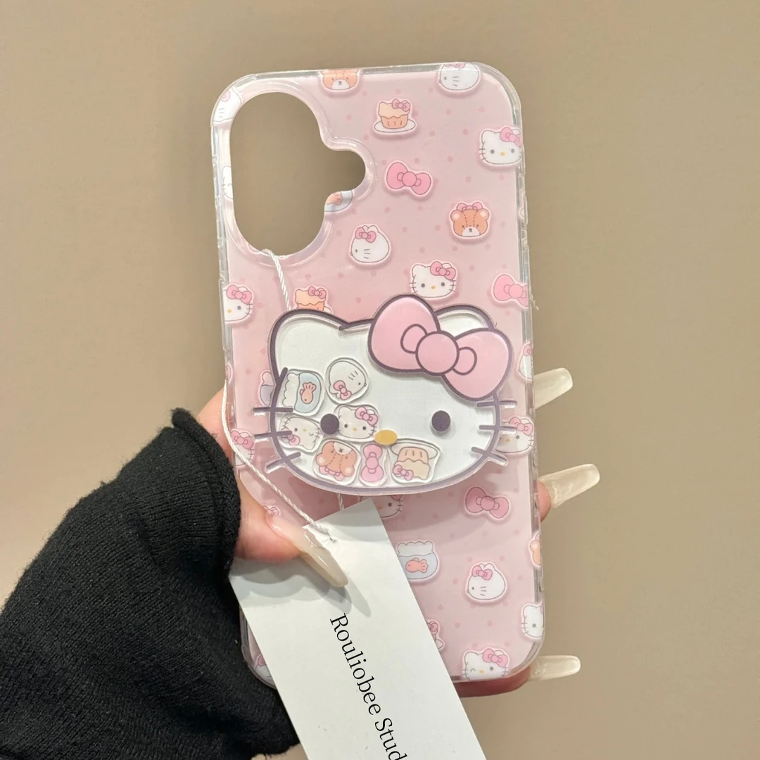 可爱KT猫摇摇乐支架适用苹果16/15/13手机壳华为vivo小米14套女款