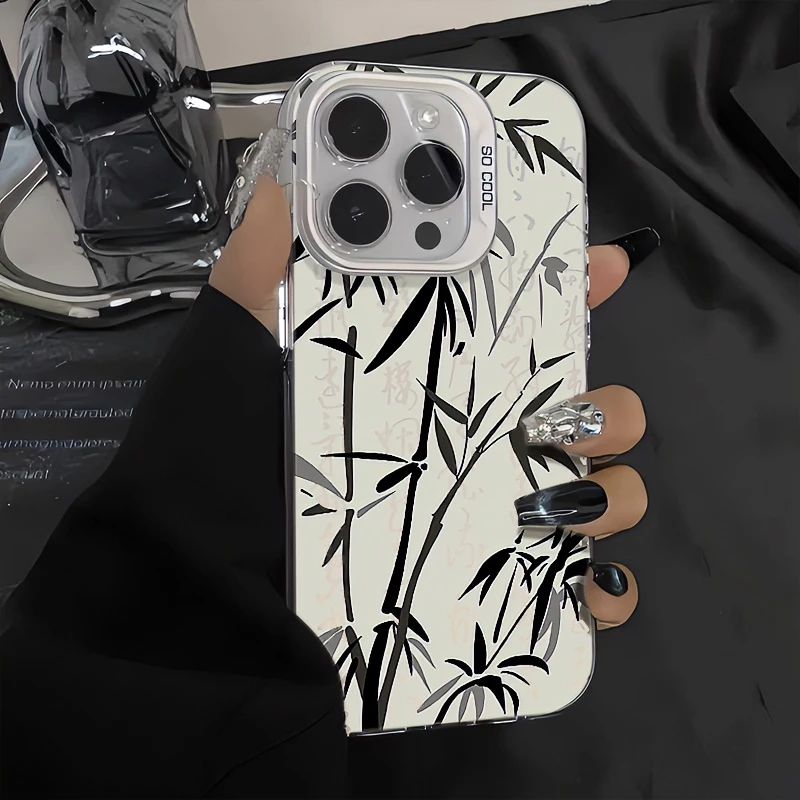 镂空水墨竹子适用iphone15/13苹果14/12手机壳华为vivo小米oppo软