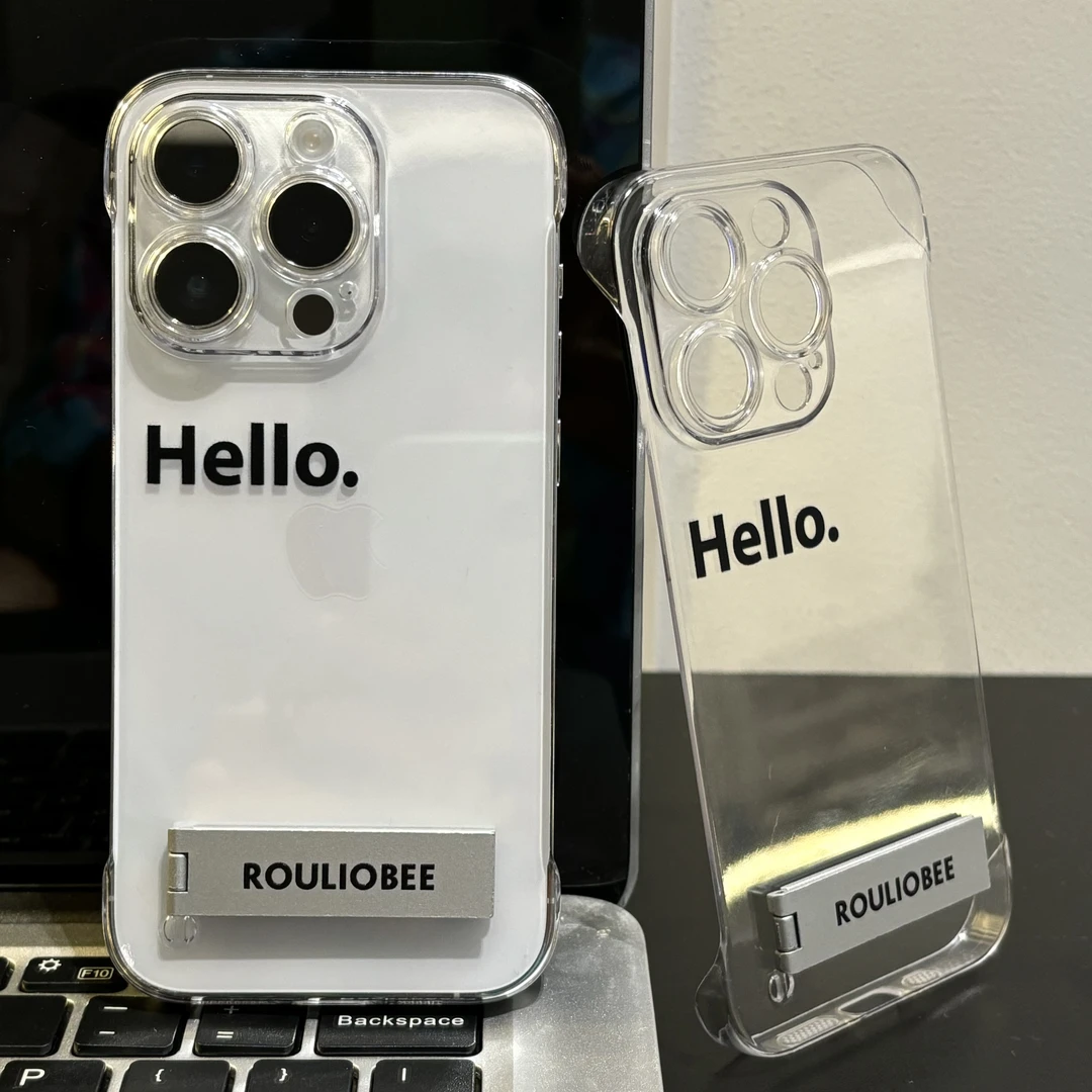 Hello支架iphone15无边框13透明14手机壳适用华为p70vivo小米oppo
