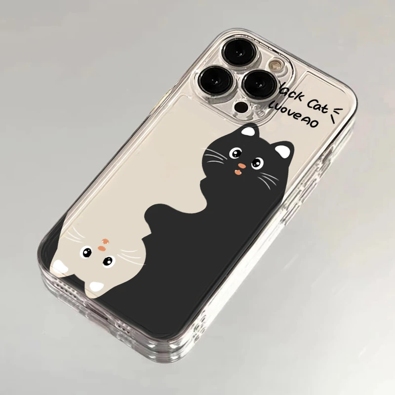 拥抱黑白猫咪苹果小米oppovivo华为适用iPhone13/14/15手机壳可爱