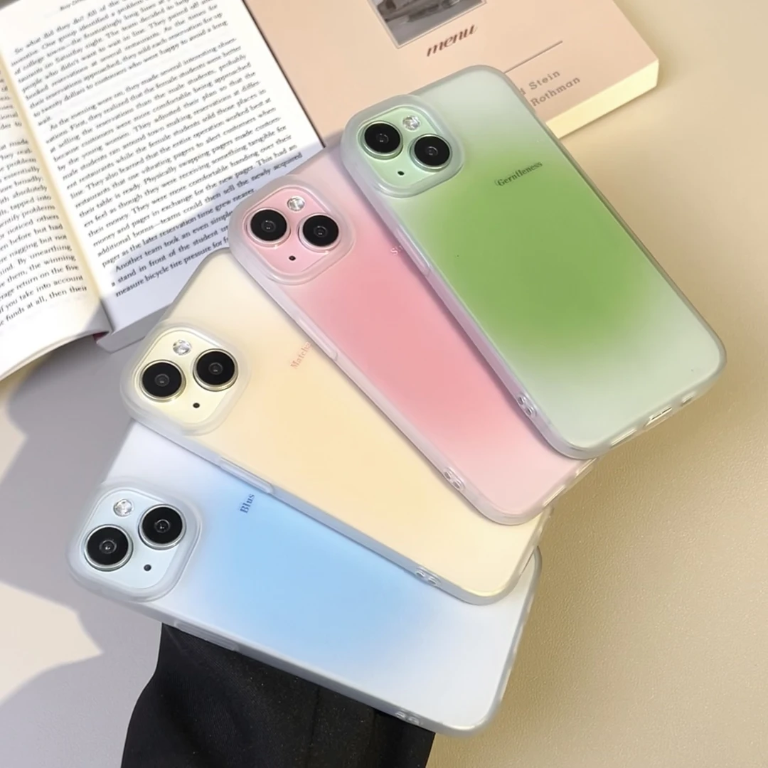 ins简约晕染适用iPhone15手机壳13promax苹果14闺蜜款11/1防摔套
