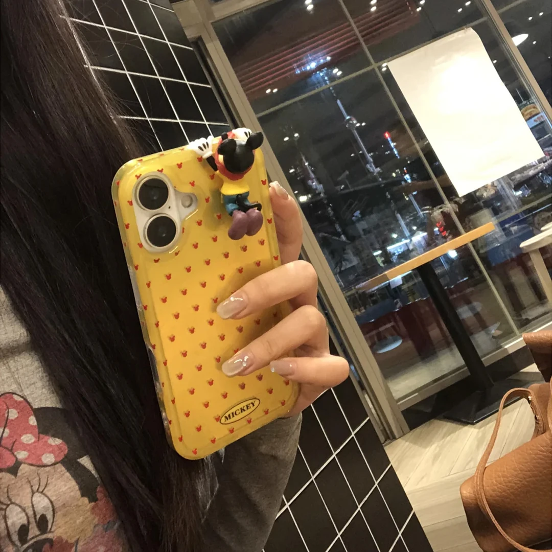 趴趴米奇立体贴件适用苹果16漩涡15promax手机壳华为vivo小米oppo