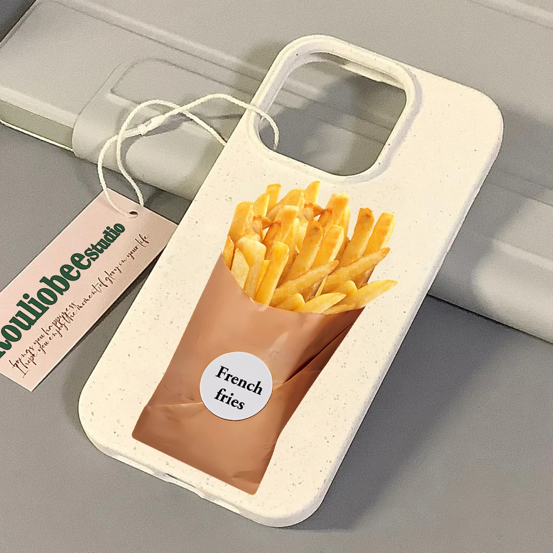 创意薯条汉堡iphone14promax小麦手机壳苹果13/12全包11软套xr潮