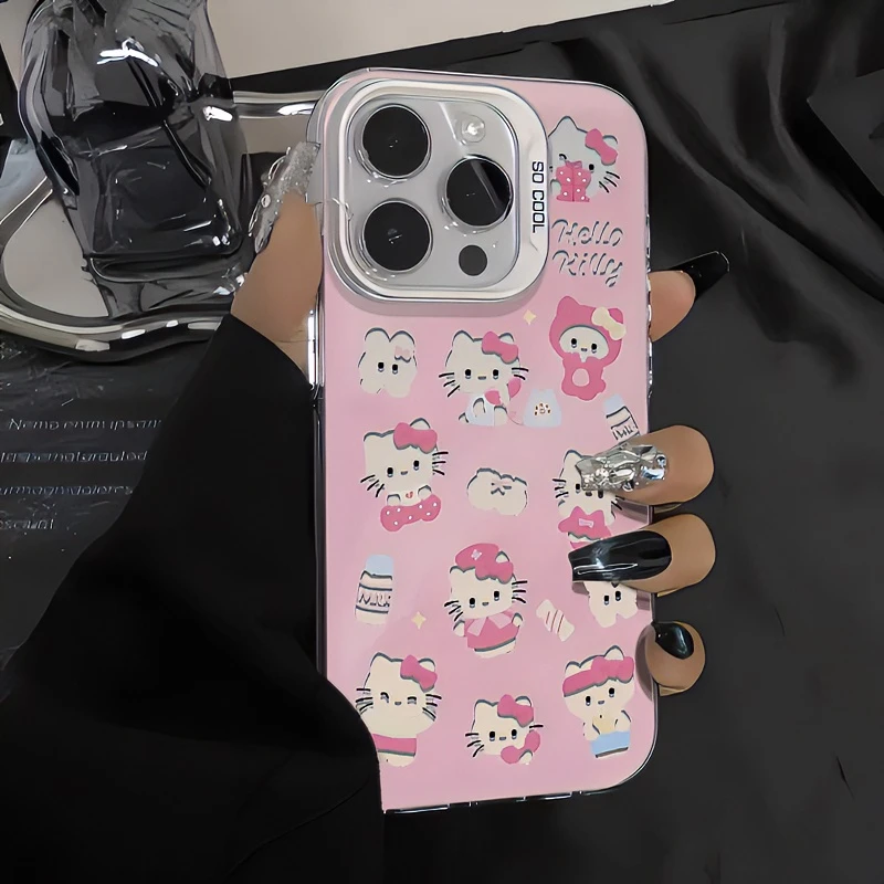 粉色镂空凯蒂猫适用iphone15promax/13苹果14手机壳vivo华为oppo