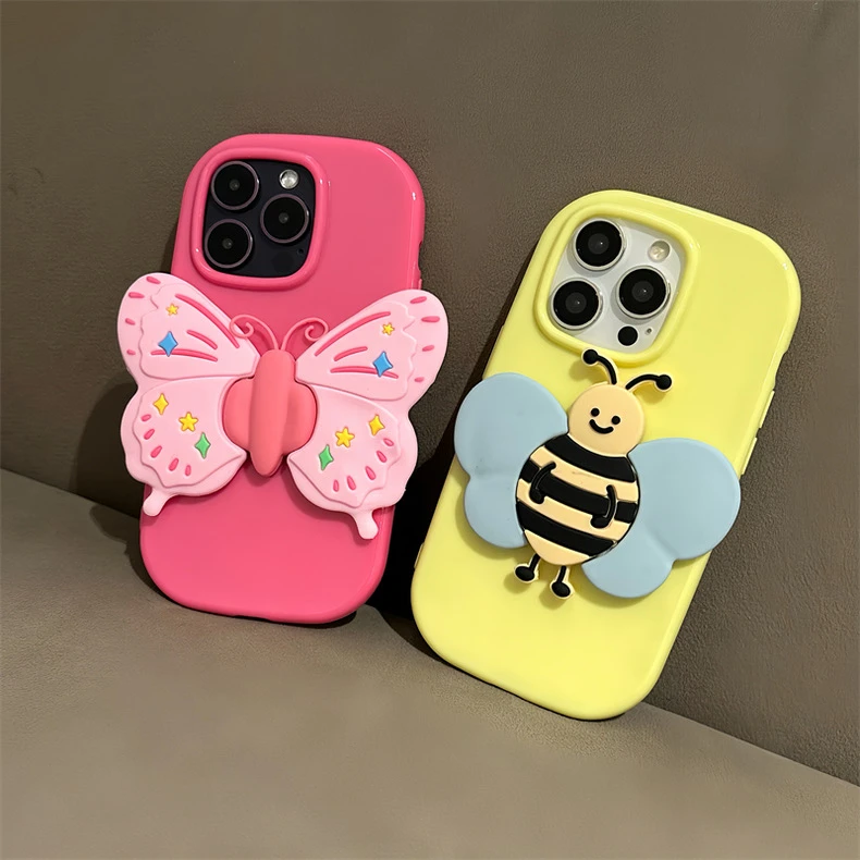 卡通蝴蝶蜜蜂翅膀iphone15可爱13苹果12女款14promax手机壳11闺蜜