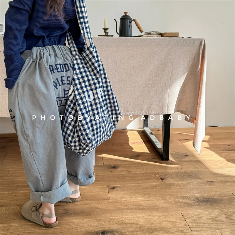 CoCoNut.韩国儿童装韩版春秋男童女童阔腿宽松宝宝工装长裤不对称