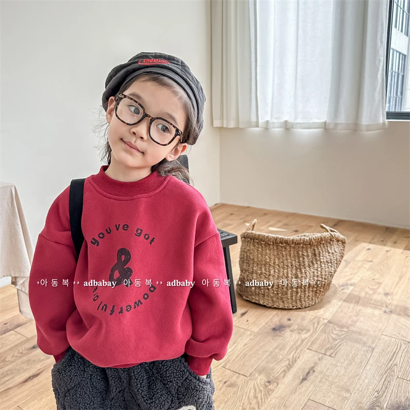 CoCoNut.童装秋冬装女宝宝儿童冬款韩版抓绒卫衣女童男童简约宽松