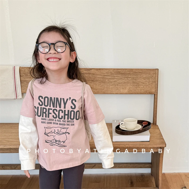 CoCoNut.春秋童装宝宝长袖T恤儿童宝宝卫衣打底拼接拼色撞色休闲