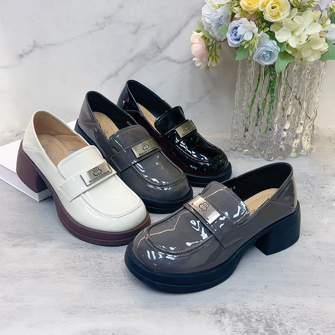 羊漆皮亮皮英伦小皮鞋真皮时尚乐福软底猪皮垫洋气新款舒适201