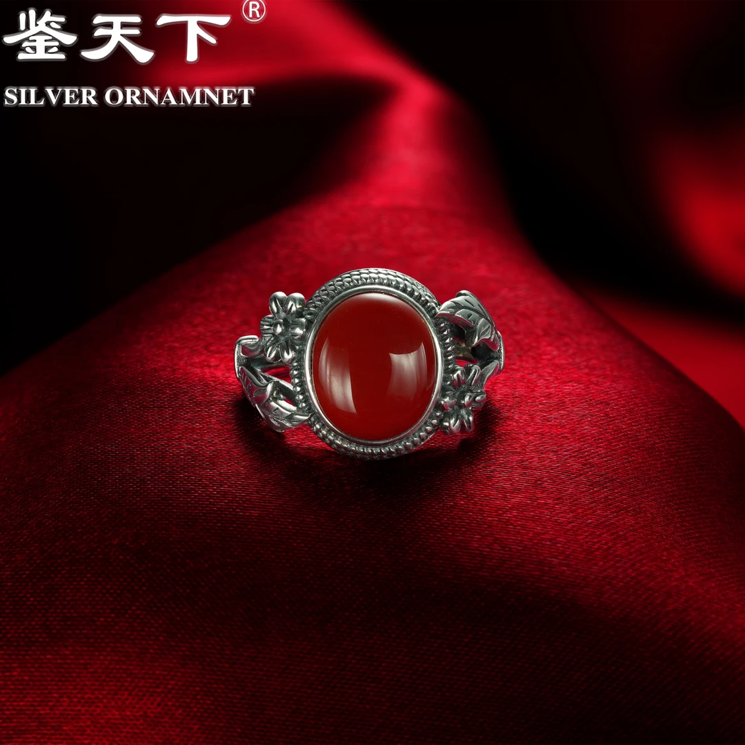 925银戒指 [鉴天下] 花枝纯银戒指08300011