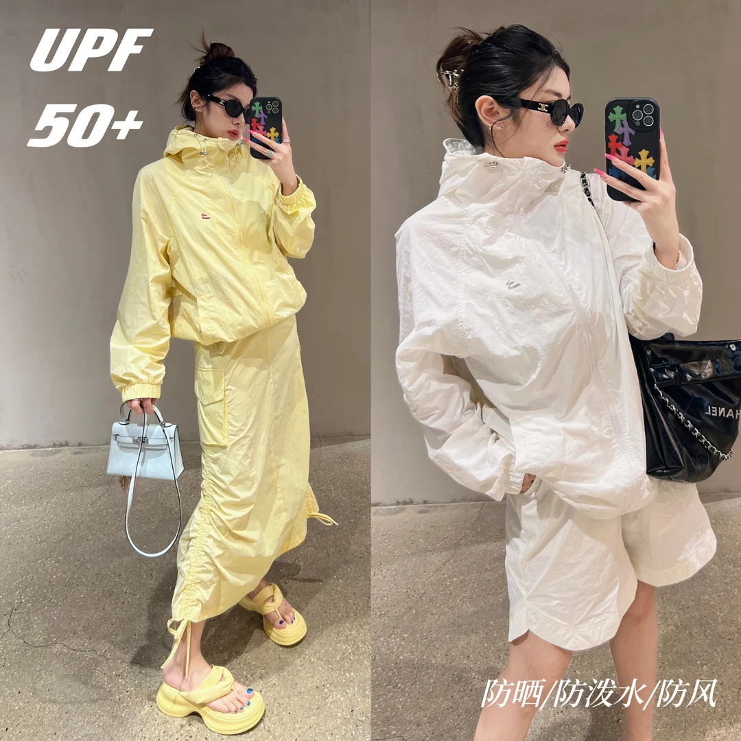 BUZUO【早秋冲锋衣套装+48h现货】防泼水upf50薄款户外情侣套装