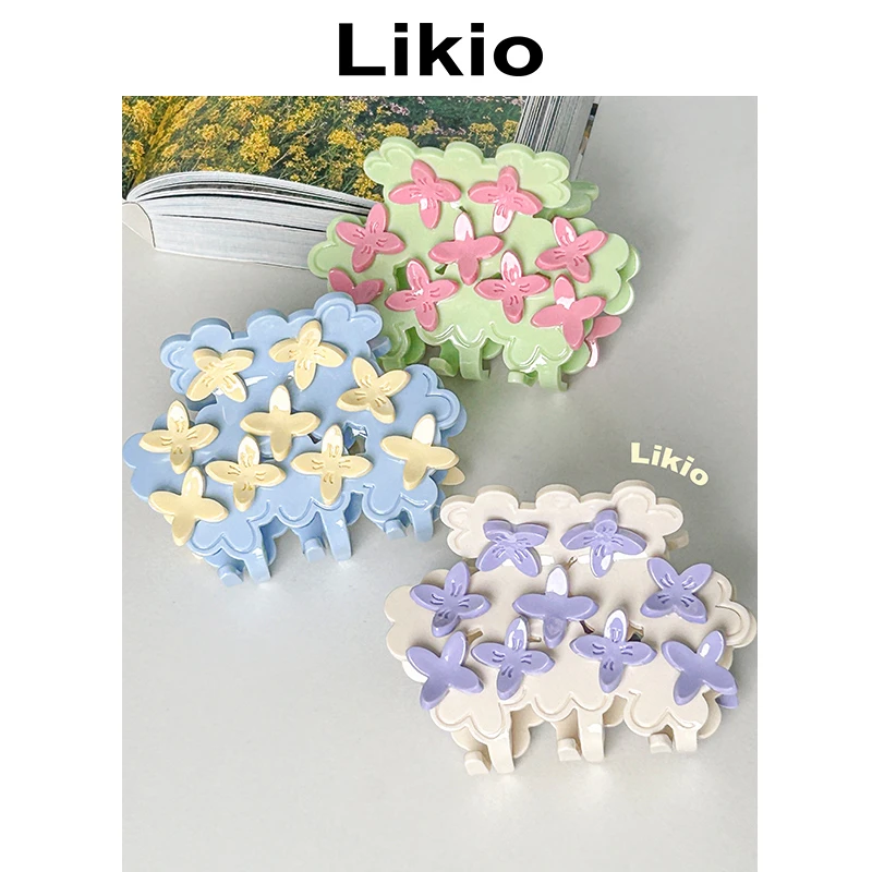 Likio 原创设计 云朵花丛撞色发抓2023抓夹发饰顶夹