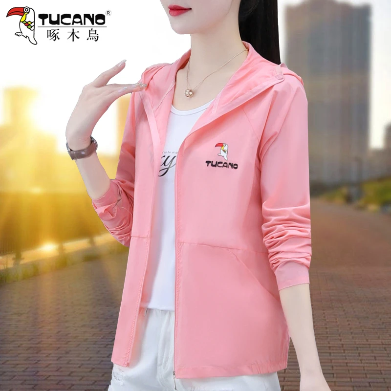 【官方正品】啄木鸟连帽防晒衣女2023夏季新款户外运动薄款皮肤衣